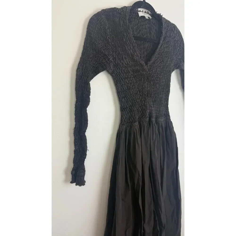 Sea New York Womens Casey Long Sleeve Raw Hem Fit & Flare Black Midi Dress 2 - Picture 4 of 11